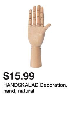 Ikea Handskalad decoration, hand, natural offer
