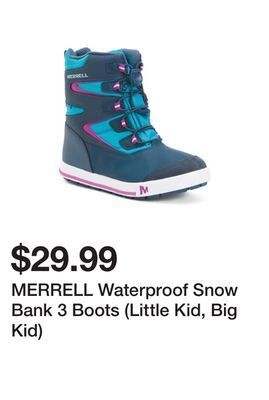 Marshalls Merrell waterproof snow bank 3 boots (little kid, big kid) offer