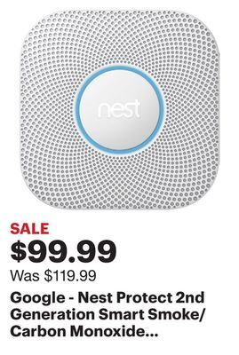 Best Buy Google - nest protect 2nd generation smart smoke/carbon monoxide wired alarm - white offer