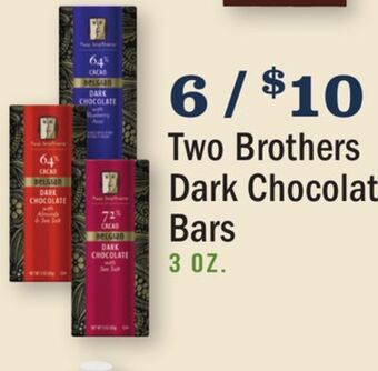Heinen's Two brothers dark chocolate bars offer