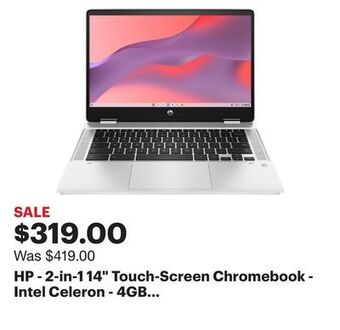 Best Buy Hp - 2-in-1 14 touch-screen chromebook - intel celeron - 4gb memory - 64gb emmc - natural silver offer