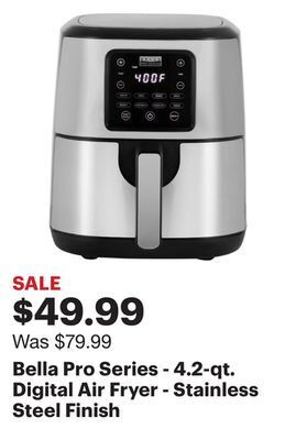 Best Buy Bella pro series - 4.2-qt. digital air fryer - stainless steel finish offer