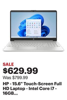 Best Buy Hp - 15.6 touch-screen full hd laptop - intel core i7 - 16gb memory - 512gb ssd - natural silver offer