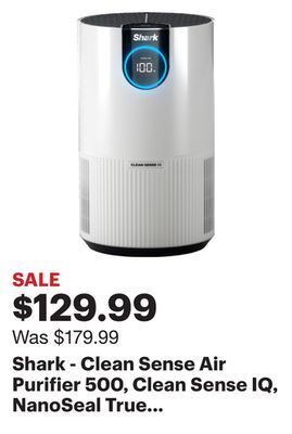 Best Buy Shark - clean sense air purifier 500, clean sense iq, nanoseal true hepa, 500 sq. ft., filters 99.9% of allergens, pro odor l offer