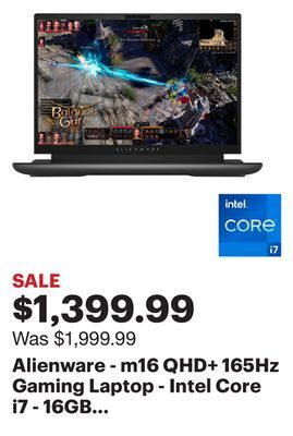 Best Buy Alienware - m16 qhd+ 165hz gaming laptop - intel core i7 - 16gb memory - nvidia geforce rtx 4070 - 1tb ssd -windows 11 pro - offer
