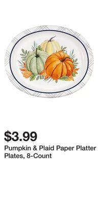 Big Lots Pumpkin & plaid paper platter plates, 8-count offer