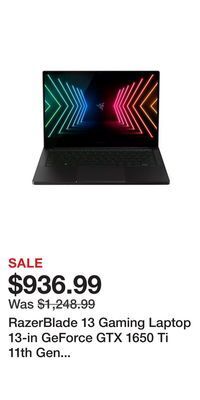 Game Stop Razerblade 13 gaming laptop 13-in geforce gtx 1650 ti 11th gen intel core i7 fhd 120hz display 16gb ram 512gb ssd offer