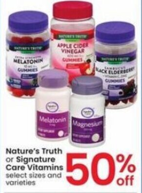 Albertsons Nature's Truth or Signature Care Vitamins offer