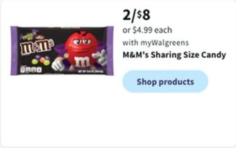 Walgreens M&m's sharing size candy offer