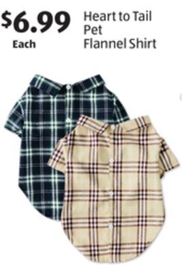 Aldi Heart to tail pet flannel shirt offer
