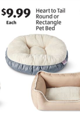 Aldi Heart to tail round or rectangle pet bed offer