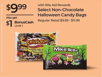 Rite Aid Select non-chocolate halloween candy bags offer
