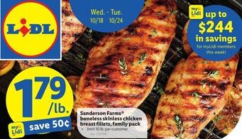 Lidl Sanderson farms boneless skinless chicken breast fillets, family pack offer