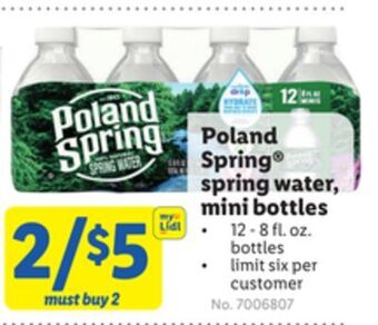 Lidl Poland spring spring water, mini bottles offer