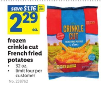 Lidl Frozen crinkle cut french fried potatoes offer