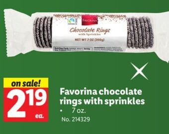 Lidl Favorina chocolate rings with sprinkles offer