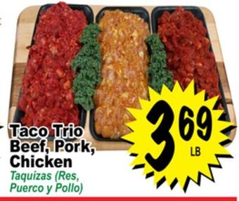 Superior Grocers Taco trio beef, pork, chicken offer