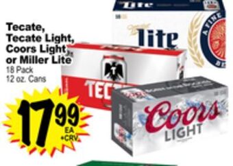 Superior Grocers Tecate, tecate light, coors light or miller lite 18 pack offer