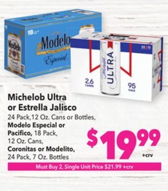 Vallarta Supermarkets Michelob ultra or estrella jalisco offer