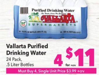 Vallarta Supermarkets Vallarta purifi ed drinking water offer