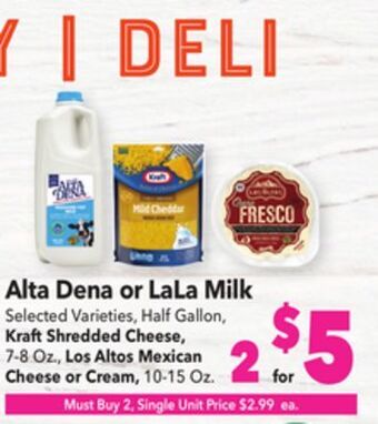 Vallarta Supermarkets Alta dena or lala milk offer