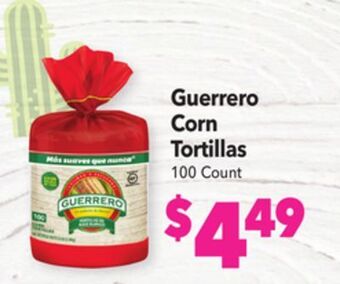 Vallarta Supermarkets Guerrero corn tortillas offer