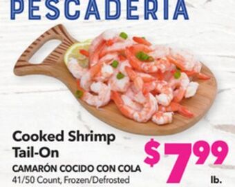 Vallarta Supermarkets Cooked shrimp tail-on/camarón cocido con cola offer