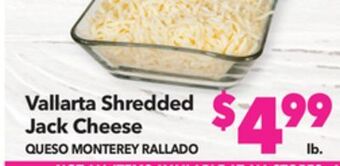 Vallarta Supermarkets Vallarta shredded jack cheese/queso monterey rallado offer