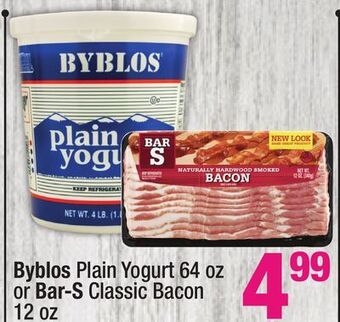 Super King Markets Byblos plain yogurt 64 oz or bar-s classic bacon 12 oz offer