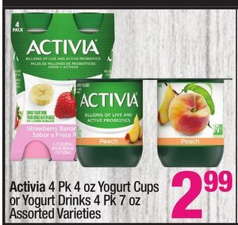 Super King Markets Activia 4 pk 4 oz yogurt cups or yogurt drinks 4 pk 7 oz offer