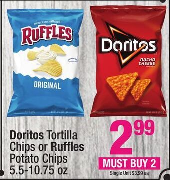 Super King Markets Doritos tortilla chips or ruffles potato chips offer