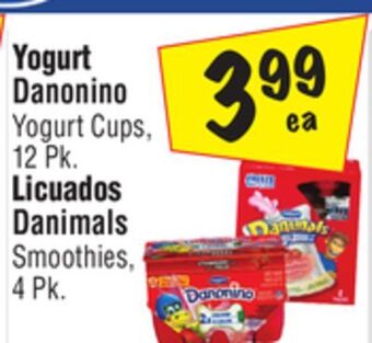 El Super Danonino yogurt cups, 12 pk., danimals smoothies, 4 pk offer