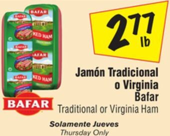 El Super Bafar traditional or virginia ham offer