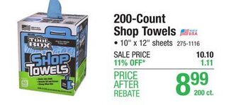 Menards Toolbox blue rags shop towels - 200 count offer
