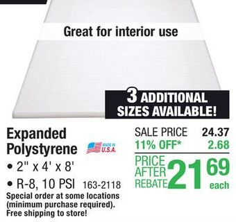 Menards R-8 (10 psi) 2 x 4' x 8' expanded polystyrene foam board insulation offer