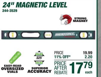 Menards Masterforce 24 magnetic i-beam level offer