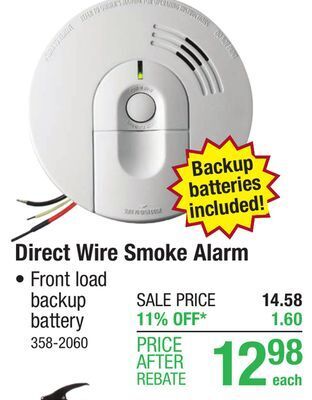 Menards Kidde firex direct wire ionization smoke alarm with hush offer
