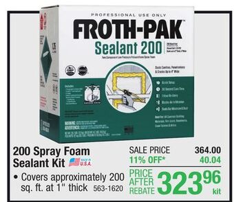 Menards Froth-pak 200 low-gwp spray foam sealant kit offer