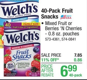 Menards Welch's mixed fruit fruit snacks - 40 count offer