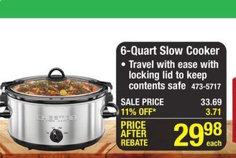 Menards Chefman stainless slow cooker with locking lid - 6 quart offer