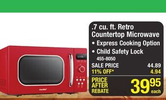 Menards Comfee 0.7 cu.ft. retro countertop microwave offer