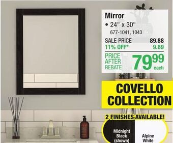 Menards Magickwoods elements covello 24w x 30h alpine white framed mirror offer