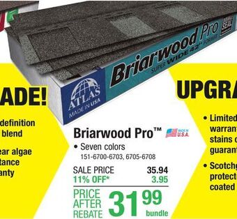 Menards Atlas briarwood pro high definition blackstone architectural roofing shingles (32.8 sq. ft.) offer