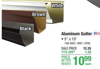Menards Spectra metals 5 x 10' white k-style aluminum gutter offer