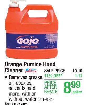 Menards Fast orange fine pumice lotion hand cleaner - 128 oz offer