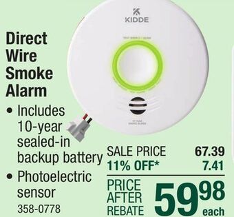 Menards Kidde direct-wire photoelectric smart smoke alarm with 10-year battery backup offer