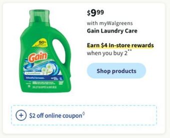 Walgreens Gain laundry care offer
