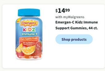 Walgreens Emergen-c kidz immune support gummies, 44 ct offer