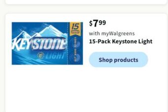Walgreens 15-pack keystone light offer