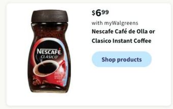 Walgreens Nescafe café de olla or clasico instant coffee offer
